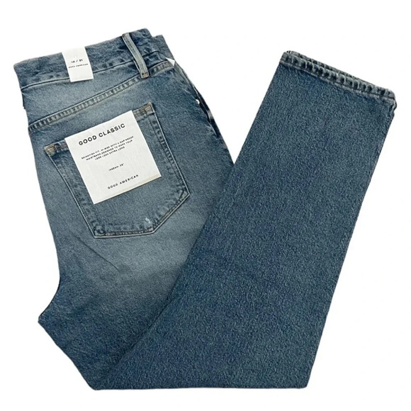 Good American Good Classic Distressed Straight Leg High Rise Jeans Size 12/31 - Picture 5 of 13